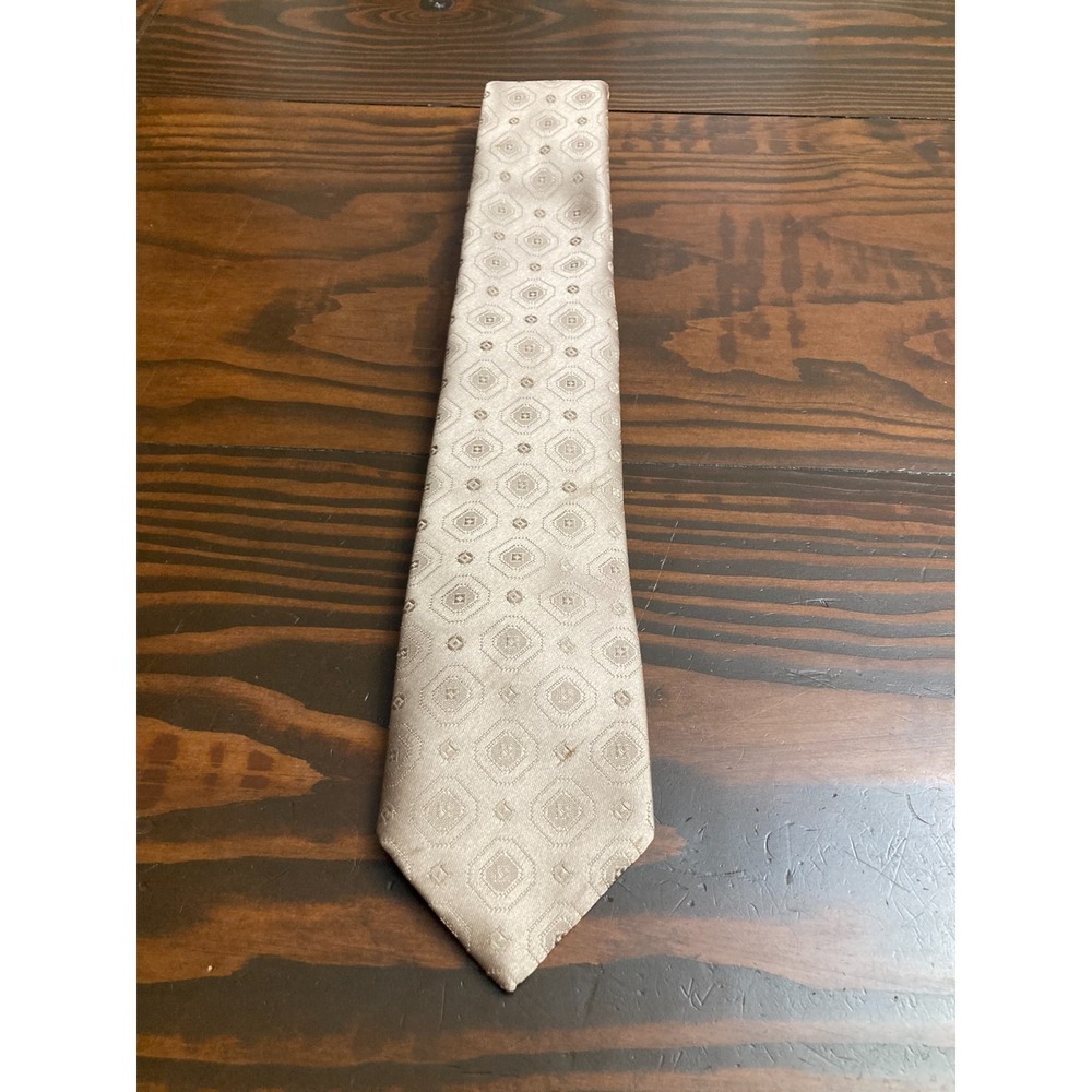 Vintage Claude Du‎ Pre 59 Beige Purple Neck Tie Neckwear